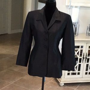 Rina Rossi vintage blazer, black, front slit pockets, size 8P